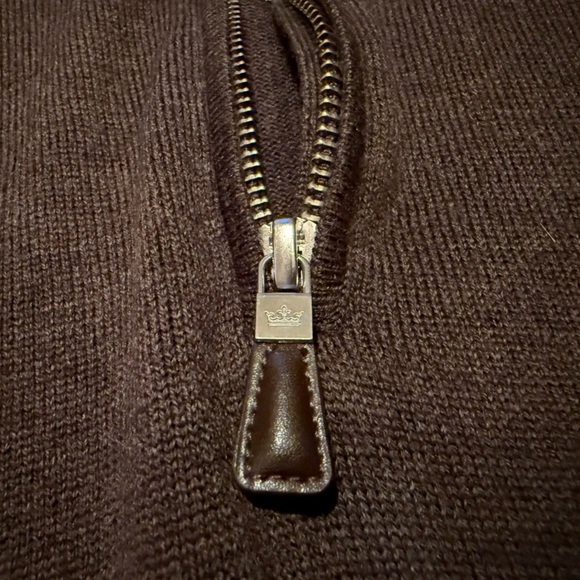 Peter Millar Crown Soft Wool/Silk 1/4 Zip Sweater Chocolate Brown Mens Size XL - Picture 3 of 13
